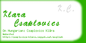klara csaplovics business card